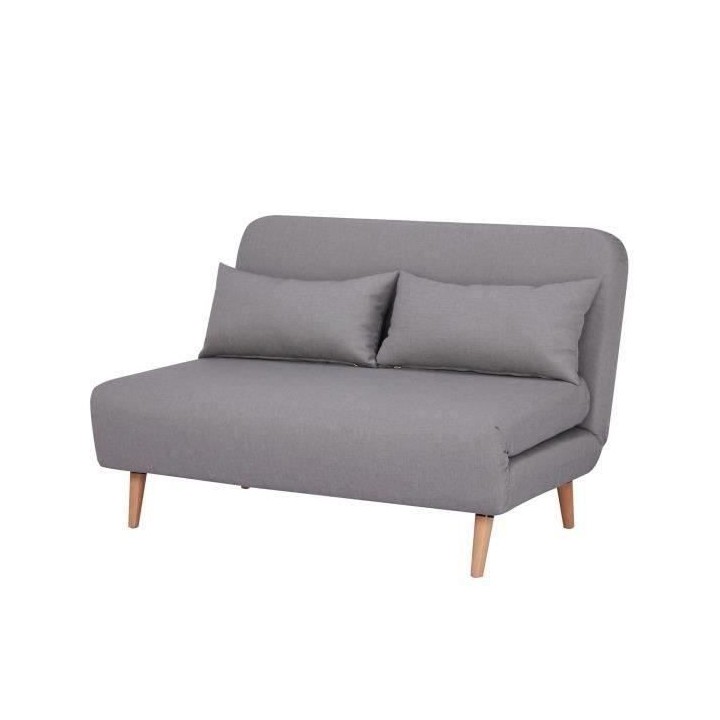 Banquette BZ 2 places - Style scandinave gris - L 130 x P 90 x 81 cm -