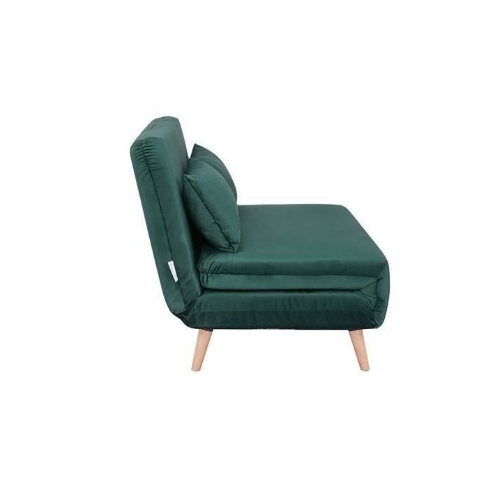 Banquette BZ 2 places - Style scandinave - Velours vert - L 130 x P 90