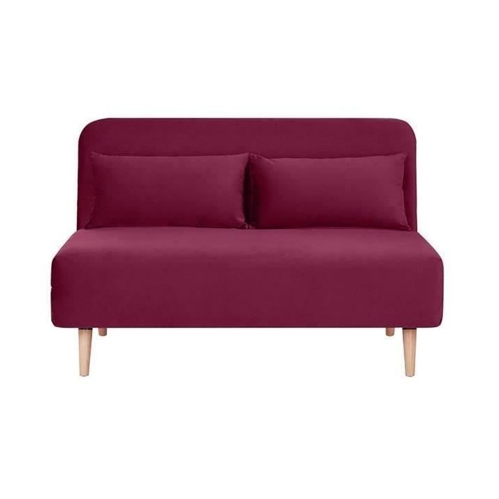 Banquette BZ 2 places - Style scandinave - Velours rose foncé - L 130