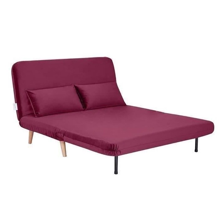 Banquette BZ 2 places - Style scandinave - Velours rose foncé - L 130