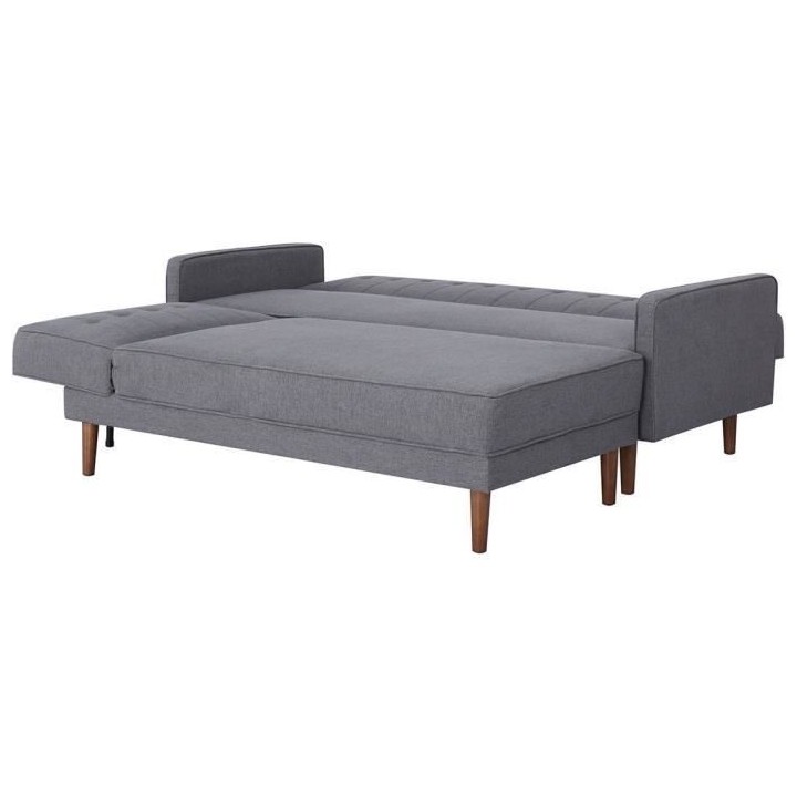 Canapé d'angle convertible 3 places réversible - Tissu gris foncé -