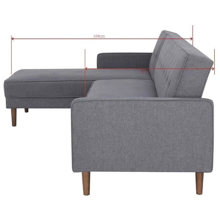 Canapé d'angle convertible 3 places réversible - Tissu gris foncé -