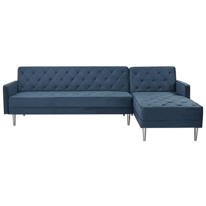 Canapé d'angle 3 places réversible ISTANA -Velours Bleu - L 286 x P