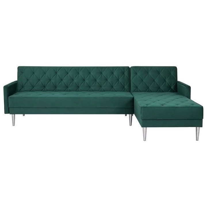 Canapé d'angle réversible 3 places ISTANA -Velours Vert- - - L 286 x