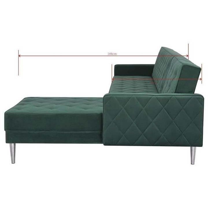 Canapé d'angle réversible 3 places ISTANA -Velours Vert- - - L 286 x