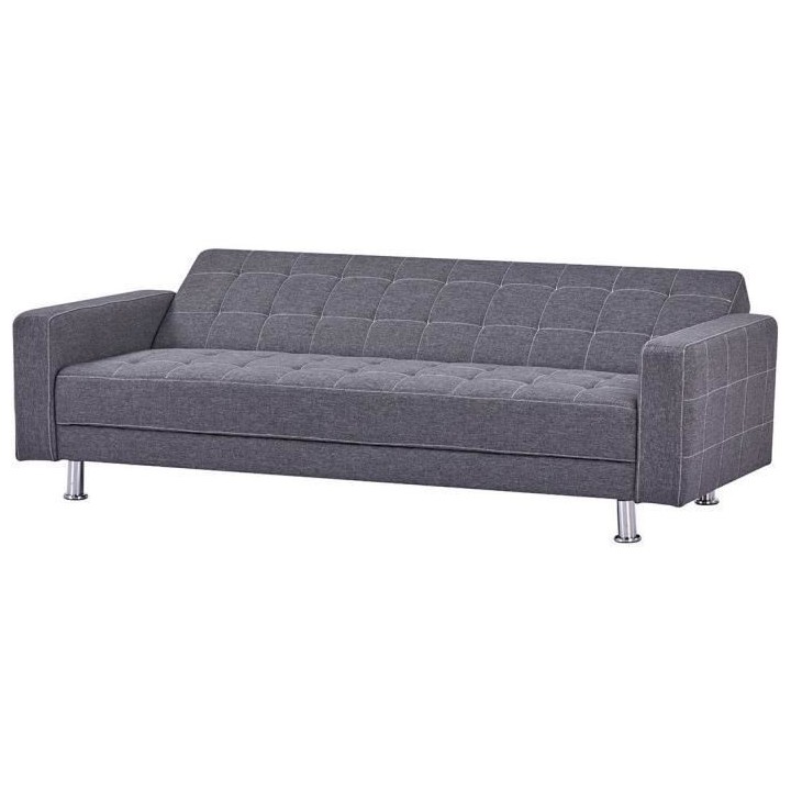 Canapé Droit convertible 3 places IVANA - Tissu Gris foncé - Style c