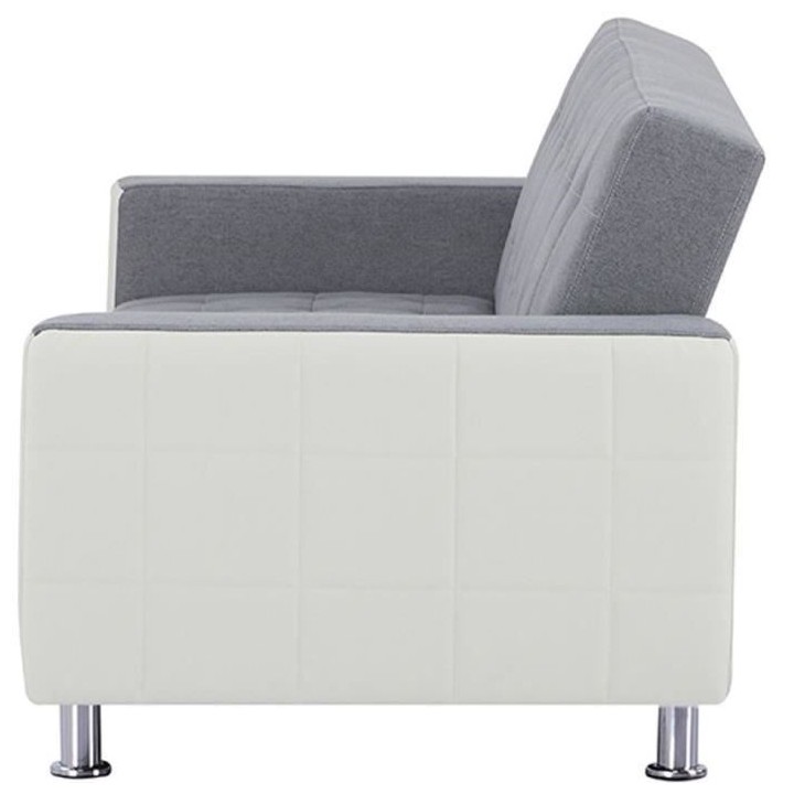 Canapé Droit Clic clac convertible 3 places IVANA - Tissu et PU Gris