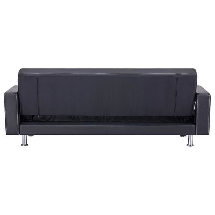 Canapé Droit Clic clac convertible 3 places IVANA - PU Noir - Style c