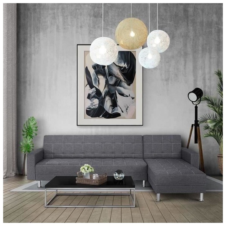 Canapé d'angle convertible 3 places réversible - Tissu gris foncé a