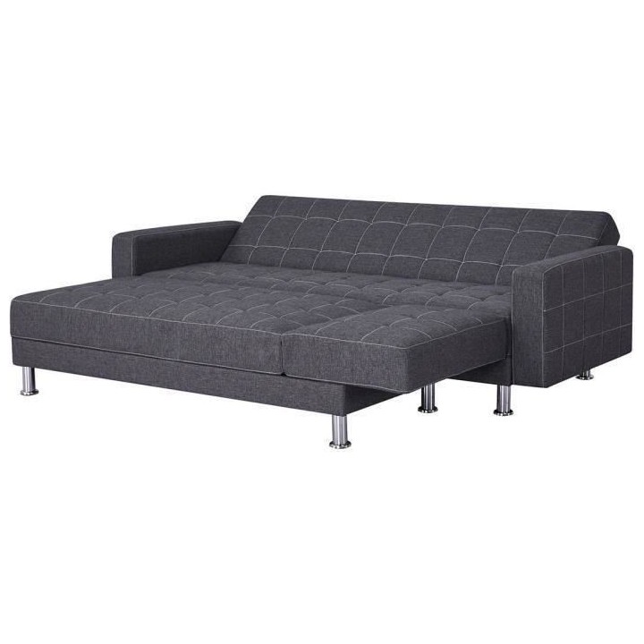 Canapé d'angle convertible 3 places réversible - Tissu gris foncé a