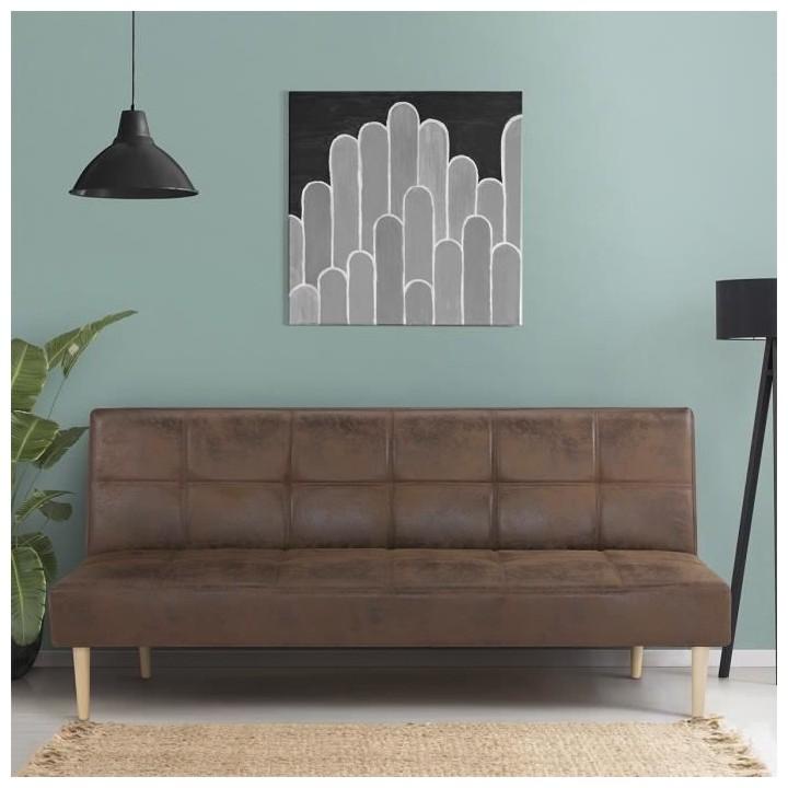 Banquette convertible Clic-clac 2 places - Simili Marron - L 178 x P 8