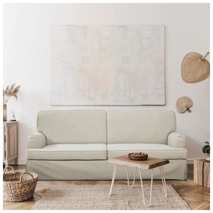 LUZ Canapé convertible - Tissu Beige - L 206 x P 95 x H 81 cm