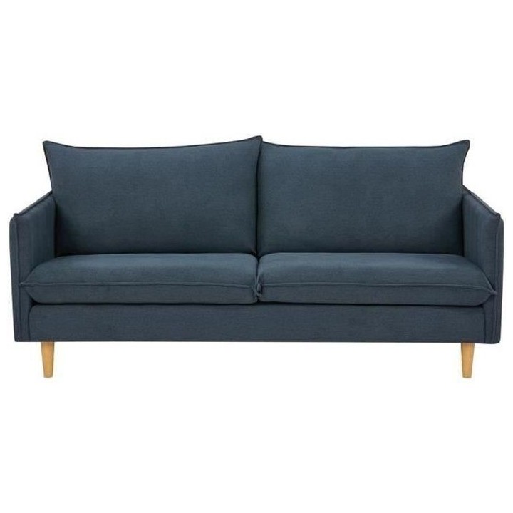 Canapé 2 places - Tissu bleu foncé - L 175 x P 82 x 84 cm - MARLON -