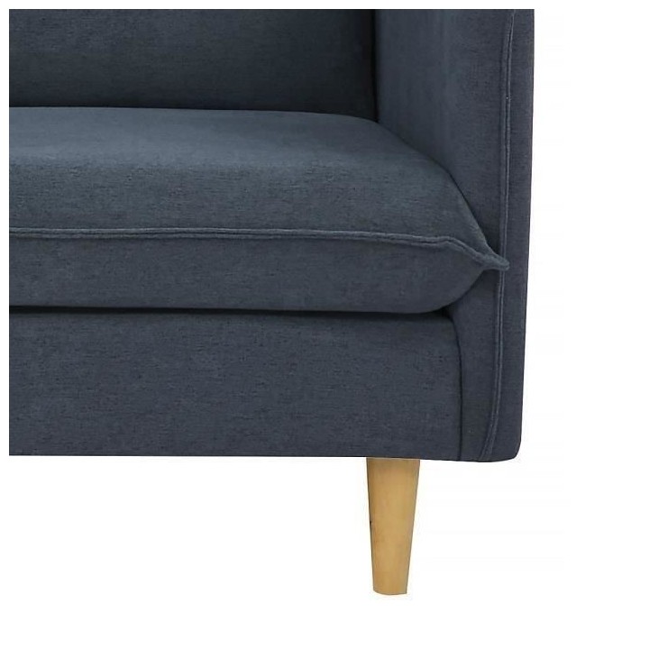 Canapé 2 places - Tissu bleu foncé - L 175 x P 82 x 84 cm - MARLON -