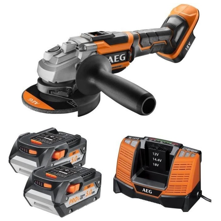 Meuleuse AEG Brushless 18V 125mm BEWS 18-125BL-502C - 2 batteries 5,0A
