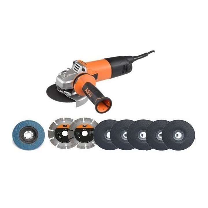 Meuleuse - AEG - 125 mm - 1000 W - 8 disques offerts ( 1 disque a éba