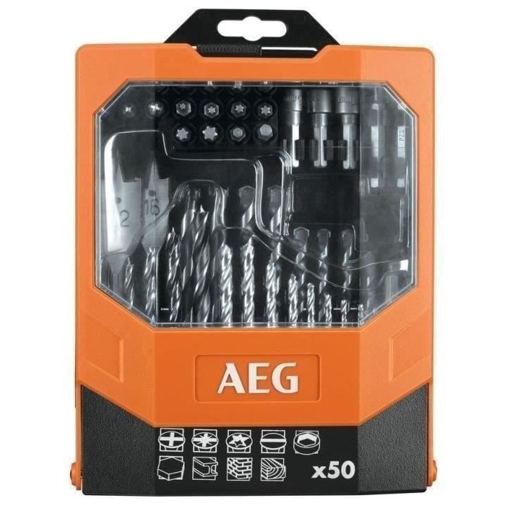 Coffret d'accessoires 50 pieces - AEG POWERTOOLS - AAKDD50 - Embouts d