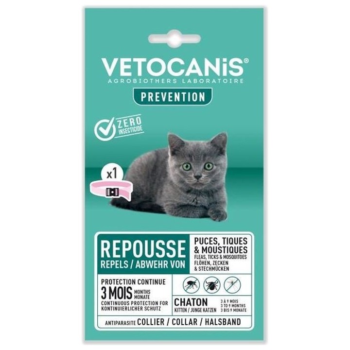 VETOCANIS Collier Anti-Puces et Anti-tiques Chaton