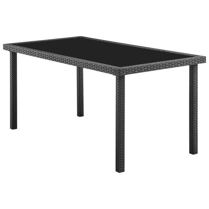 Ensemble repas de jardin - table en verre trempé et 6 chaises en rés