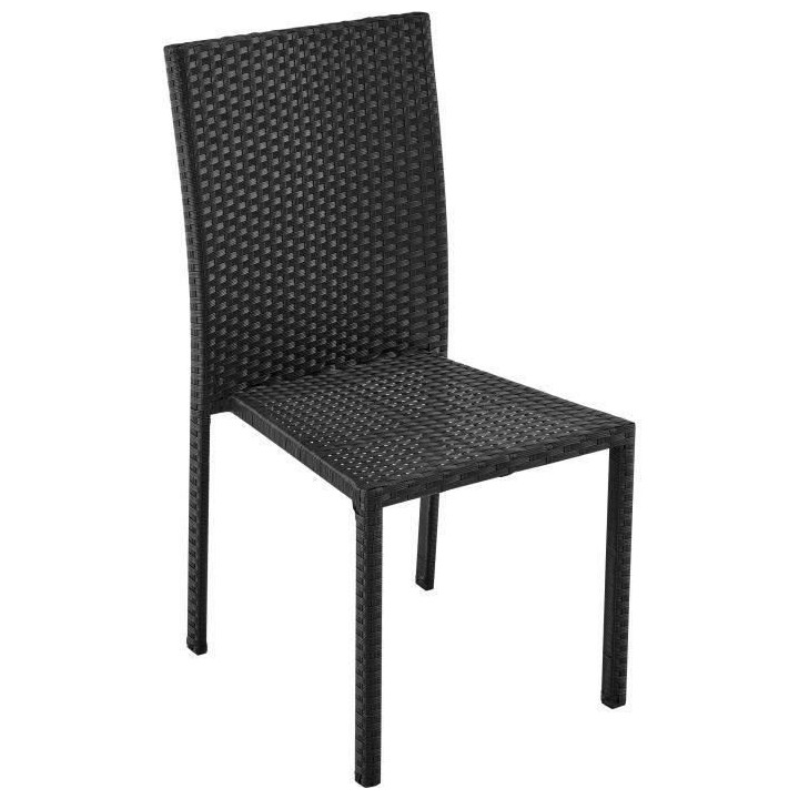 Ensemble repas de jardin - table en verre trempé et 6 chaises en rés