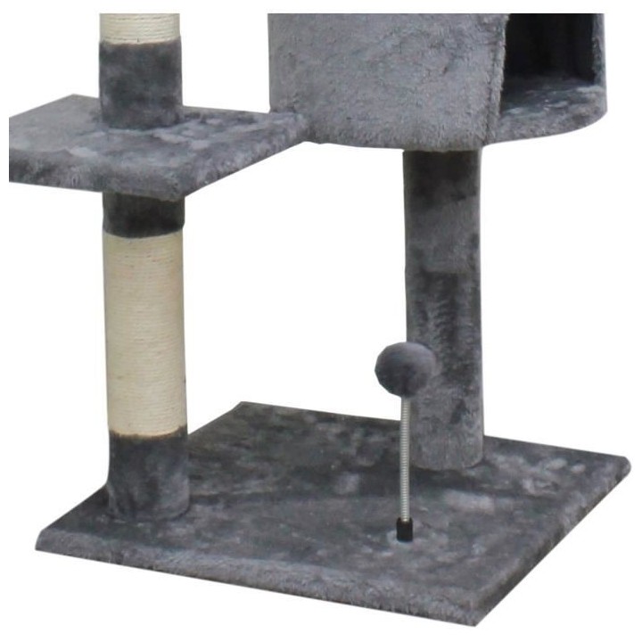 JASPER Arbre a chat gris 40 x 40 x 114 cm -3 plateformes, 1 niche, pot