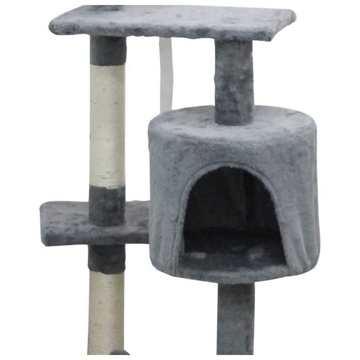 JASPER Arbre a chat gris 40 x 40 x 114 cm -3 plateformes, 1 niche, pot