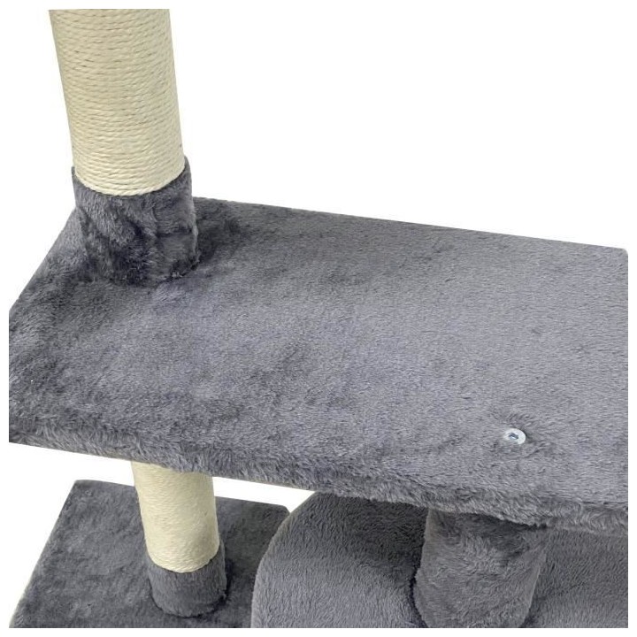 JASPER Arbre a chat gris 40 x 40 x 114 cm -3 plateformes, 1 niche, pot