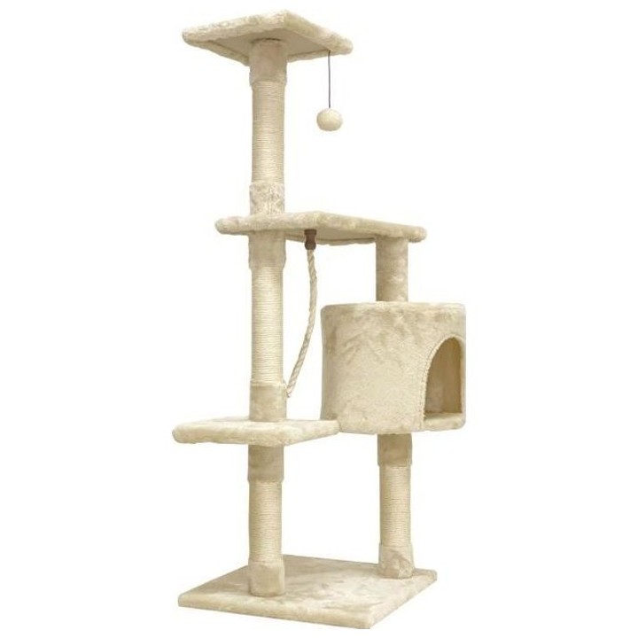 PALOMA Arbre a chat beige 40 x 40 x 114cm - 3 plateformes, 1 corde, 1