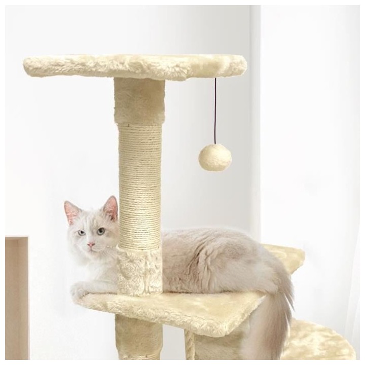 PALOMA Arbre a chat beige 40 x 40 x 114cm - 3 plateformes, 1 corde, 1