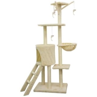JIPSY Arbre a chat beige 79 x 34 x 138 cm - 3 plateformes, 1 perchoir,