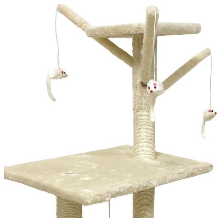 JIPSY Arbre a chat beige 79 x 34 x 138 cm - 3 plateformes, 1 perchoir,