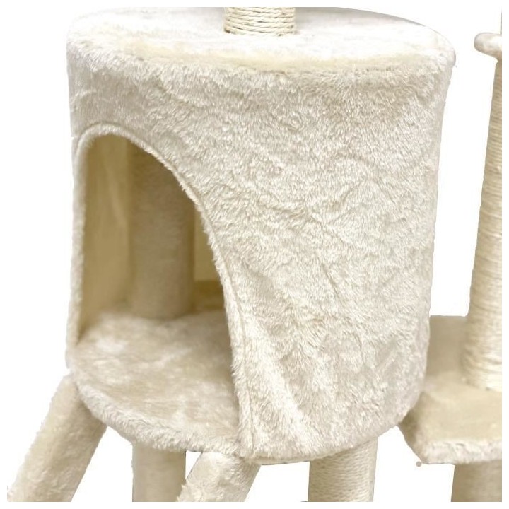 JIPSY Arbre a chat beige 79 x 34 x 138 cm - 3 plateformes, 1 perchoir,