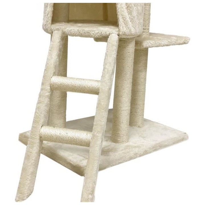JIPSY Arbre a chat beige 79 x 34 x 138 cm - 3 plateformes, 1 perchoir,