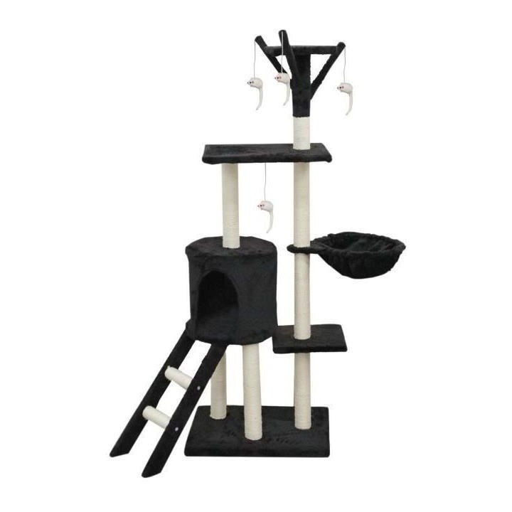 JIPSY Arbre a chat noir 79 x 34 x 138 cm - 3 plateformes, 1 perchoir,