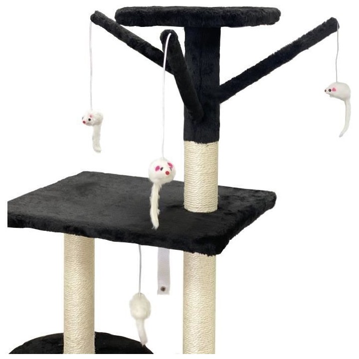 JIPSY Arbre a chat noir 79 x 34 x 138 cm - 3 plateformes, 1 perchoir,