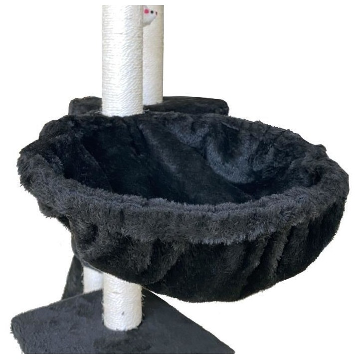 JIPSY Arbre a chat noir 79 x 34 x 138 cm - 3 plateformes, 1 perchoir,
