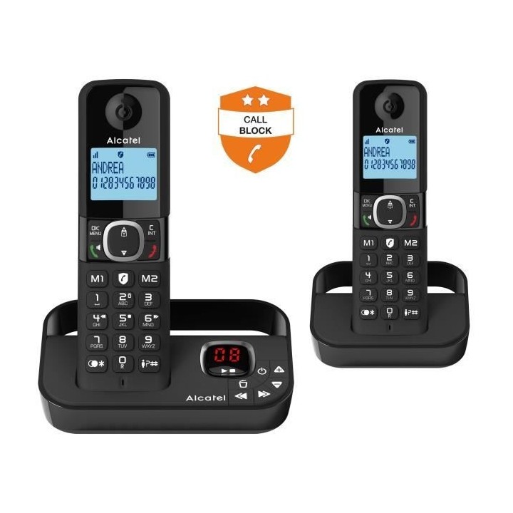 Téléphone fixe sans fil - ALCATEL - F860 voice duo noir - Avec fonct