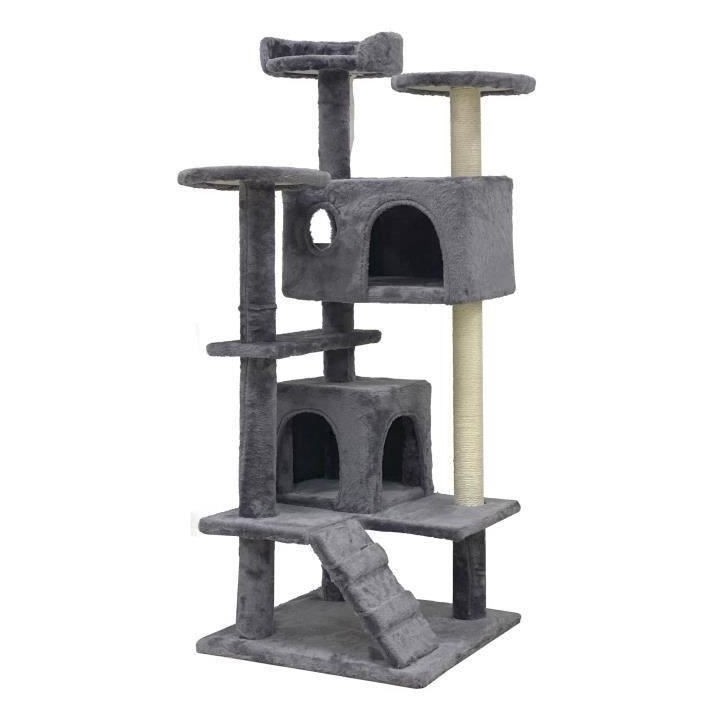 SUZI - Arbre a chat gris 50 x 50 x 125 cm 5 plateformes – 2 niches