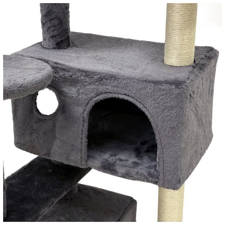 SUZI - Arbre a chat gris 50 x 50 x 125 cm 5 plateformes – 2 niches