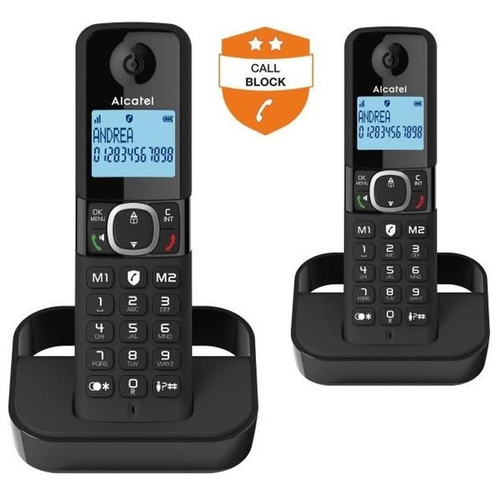 Téléphone fixe sans fil - ALCATEL - F860 duo noir - Blocage d'appels