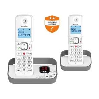Téléphone fixe sans fil - ALCATEL - F860 voice duo grey - Blocage d'