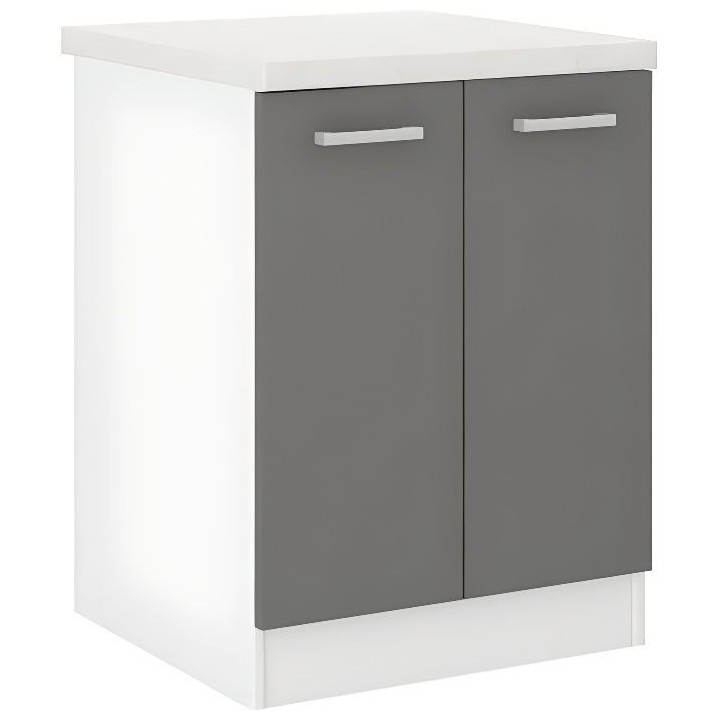 ULTRA Meuble bas de cuisine L 60 cm avec plan de travail inclus - Gris