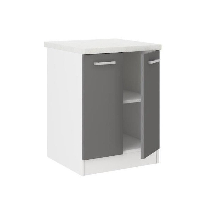 ULTRA Meuble bas de cuisine L 60 cm avec plan de travail inclus - Gris