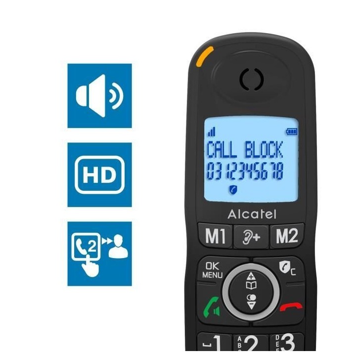 Téléphone sans fil ALCATEL XL595 B - Mains libres, Audio Boost, Noir