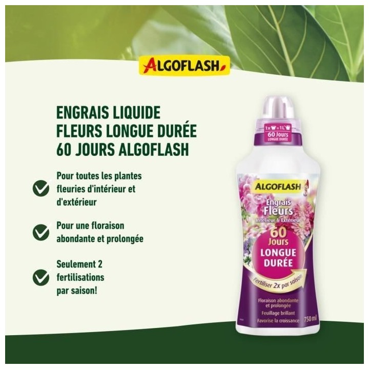 Engrais Fleurs - ALGOFLASH NATURASOL - Longue Durée 60 jours - 750 mL