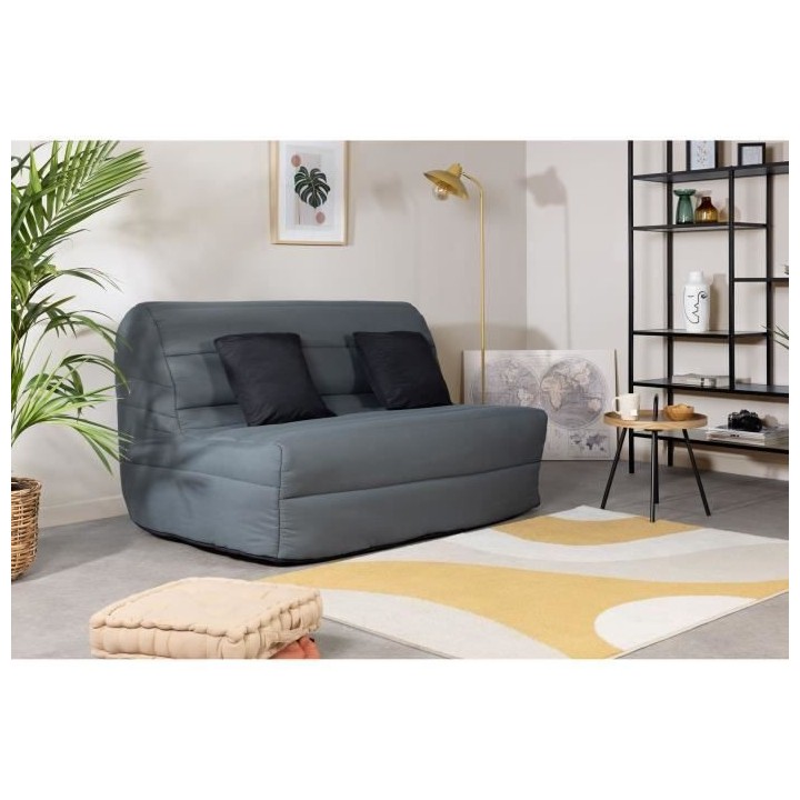 Banquette BZ Dunlopillo - Tissu Gris - 140 x 190 cm - Matelas 12cm - 2