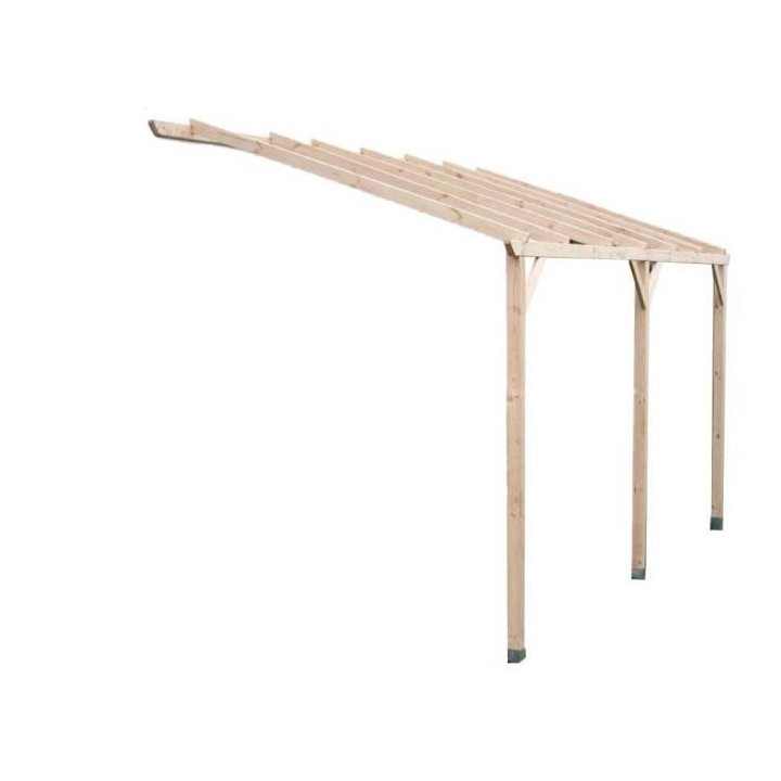 Carport mural en bois Autoclave 15 m² - ALTONA - 3 x 5 m - Pin trait