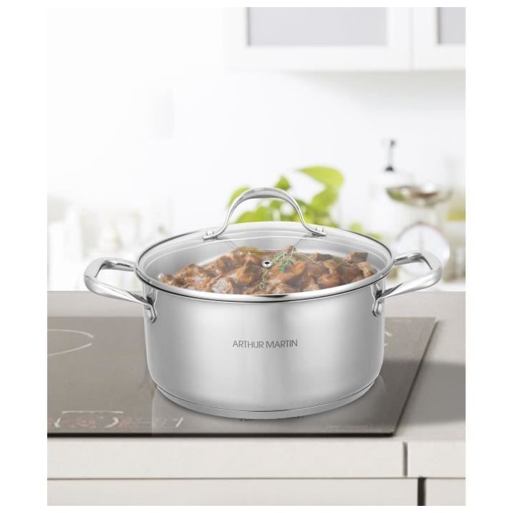 AM3549 Arthur Martin Marmite 24 cm avec couvercle – Acier Inoxydable