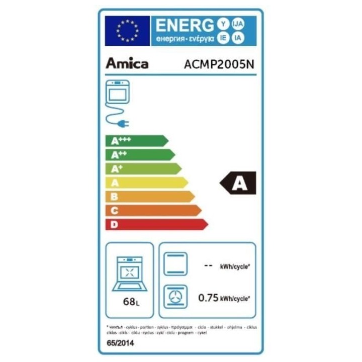 Cuisiniere gaz - AMICA - ACMP2005N - 4 feux - 85,5-90 x 60 x 60 cm - N