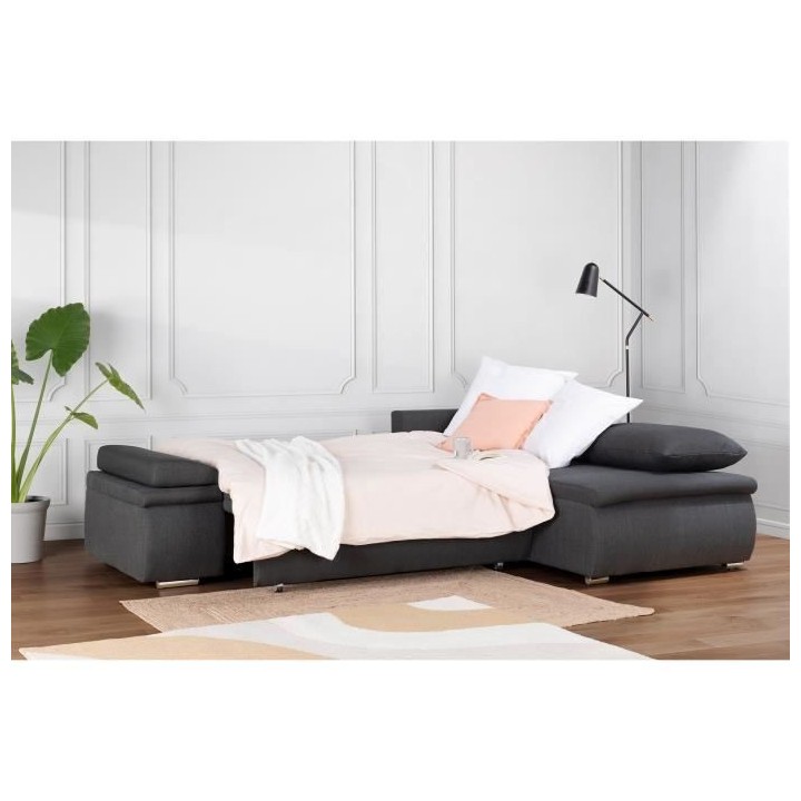 CELINA Canapé d'angle réversible convertible 3 places + Coffre de ra